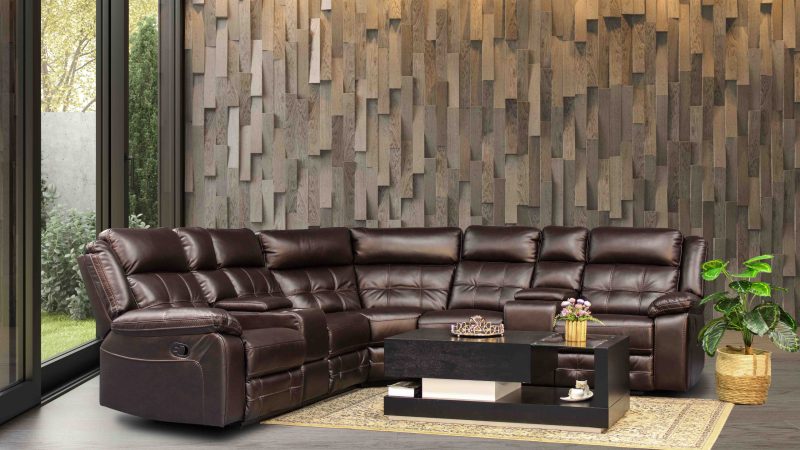 Brown relaxation air leather lounge suite