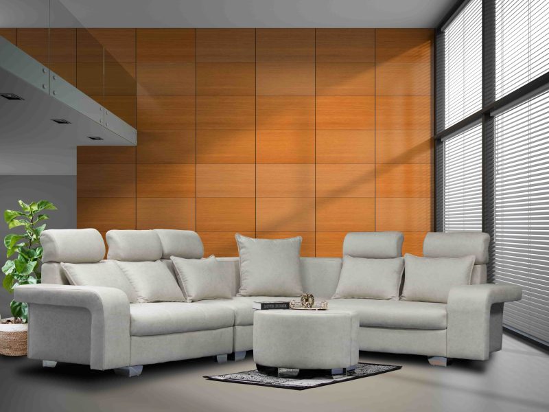 Floren Fabric/Leather L-Shape Lounge Suite